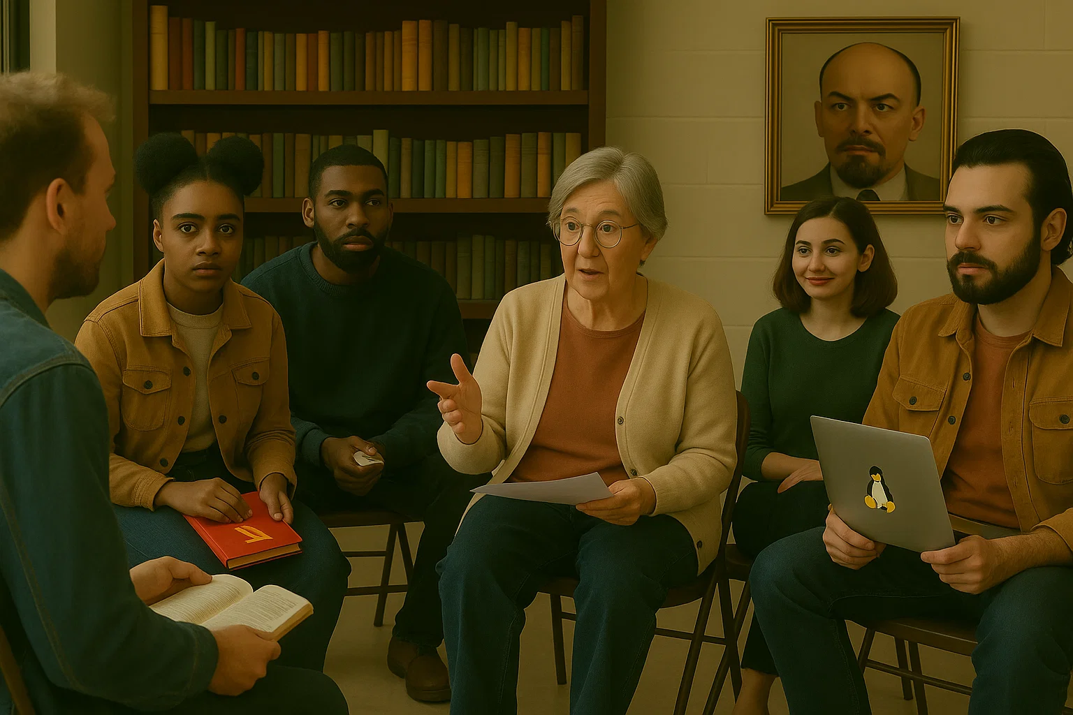 Party members in study circle